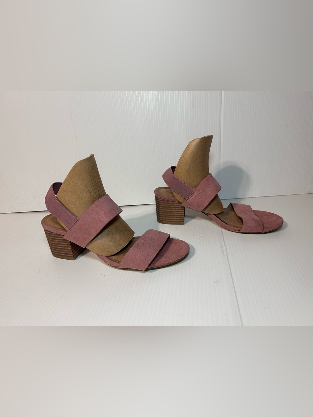 Lane Bryant blush faux-suede block heel sandal women size 8 W